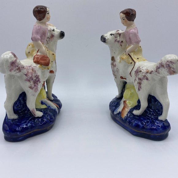 c1900 Antique Pair of Staffordshire Royal Children on Spaniels - Picture 4 of 15
